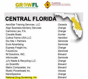 GrowFL Announces National Drug Screening is 9th Annual Florida Companies to Watch Finalist