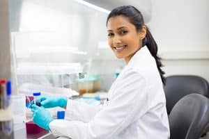 Woman in a lab drug testing